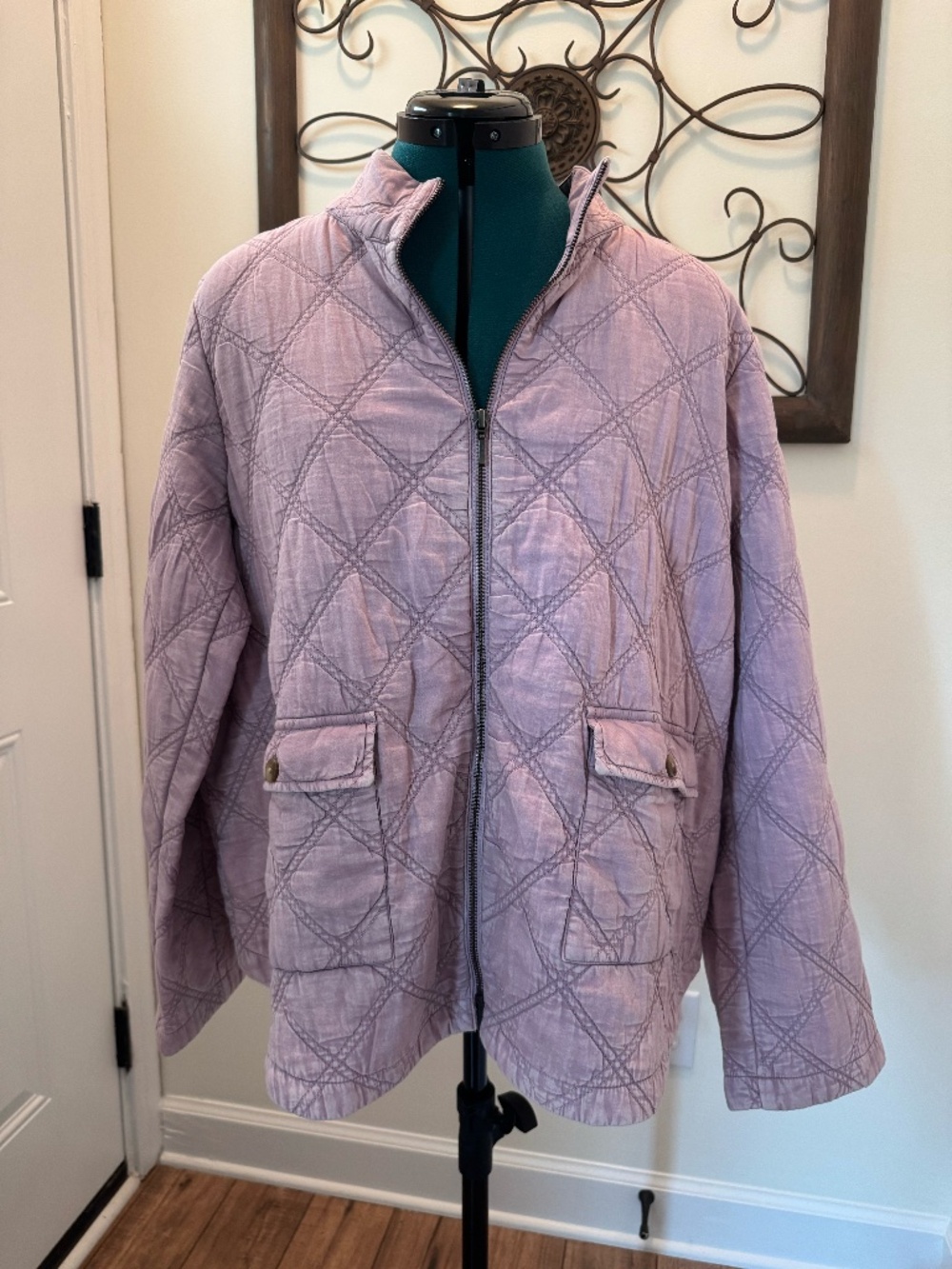 J Jill Mauve Quilted Jacket Mauve Sz LP Large Petite NWT